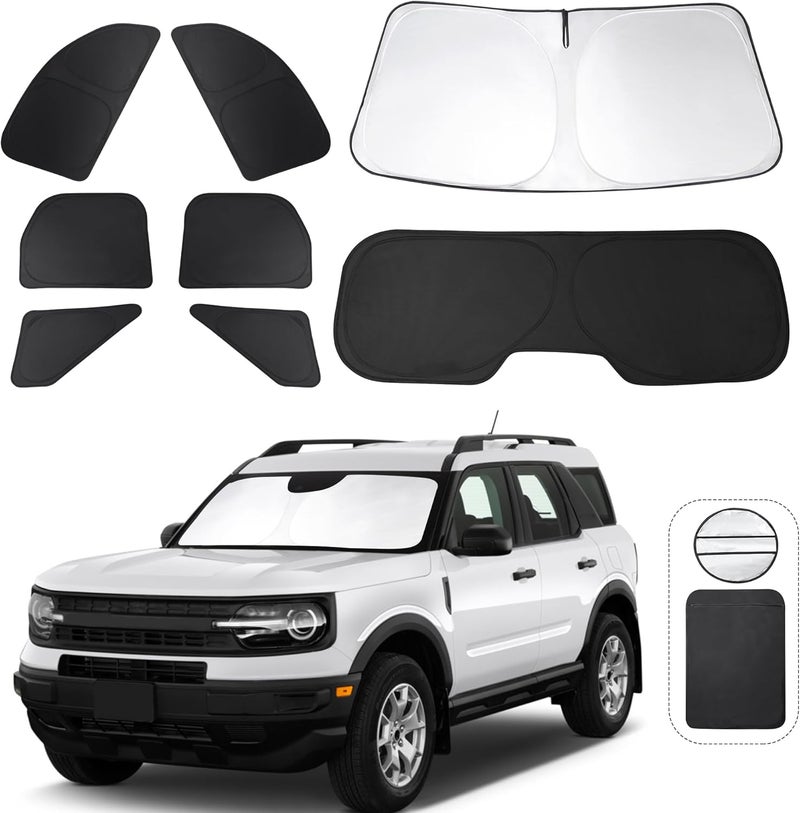 TINGLU Window Shades for Ford Bronco Sport 2021-2024 2025 Accessorie Car Side Full Windows Rear Triangular Windshield Sun Shade Sun UV Rays & Privacy Protection for Camping,Napping,and Relaxing 8PCS - Image 1